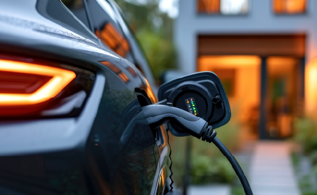 Car plugged to a home charger